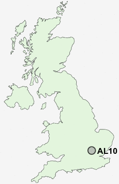 AL10 Postcode map