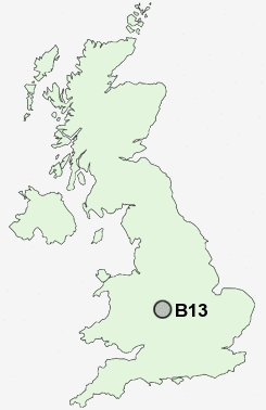 B13 Postcode map