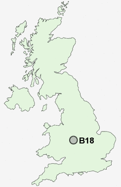 B18 Postcode map