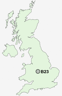 B23 Postcode map