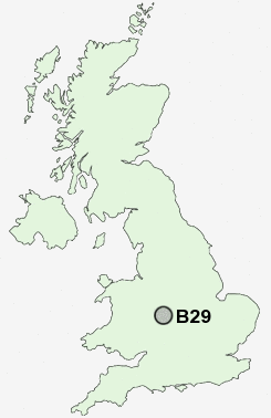 B29 Postcode map