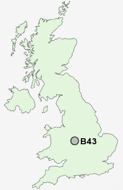 B43 Postcode map