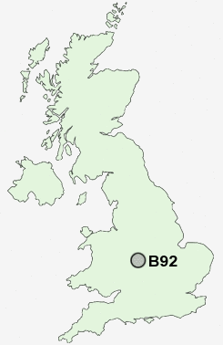 B92 Postcode map
