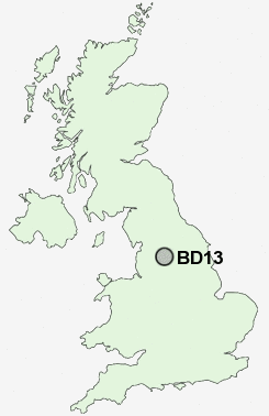 BD13 Postcode map