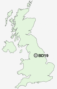 BD19 Postcode map