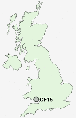 CF15 Postcode map
