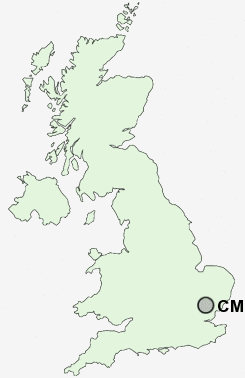 CM77 Postcode map