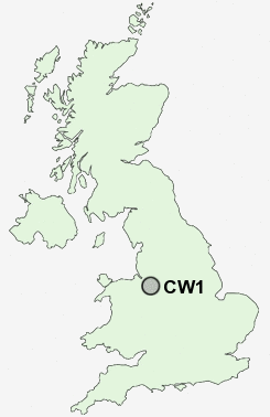 CW1 Postcode map