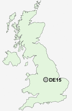 DE15 Postcode map