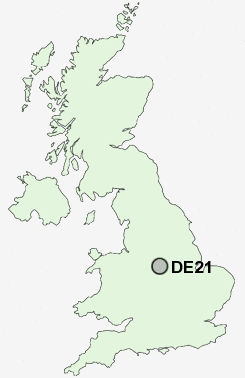 DE21 Postcode map