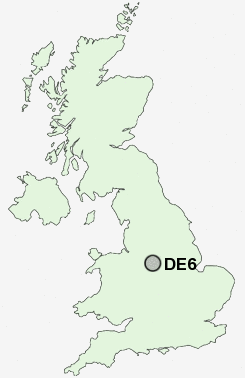 DE6 Postcode map