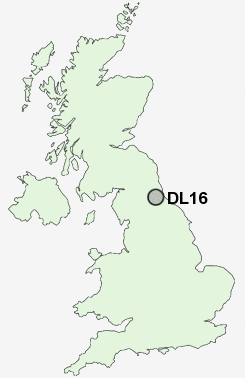 DL16 Postcode map