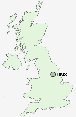DN8 Postcode map
