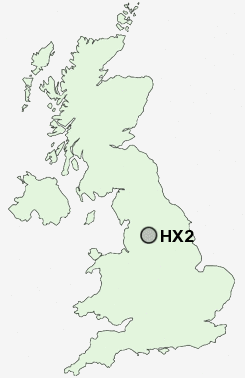 HX2 Postcode map