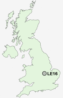 LE16 Postcode map