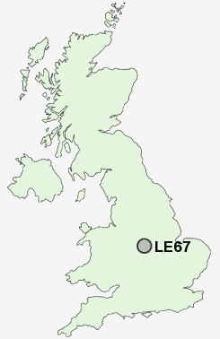 LE67 Postcode map