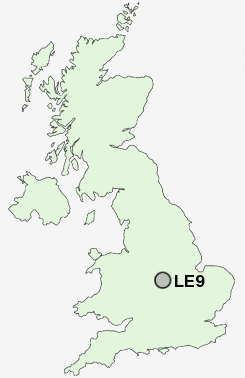 LE9 Postcode map