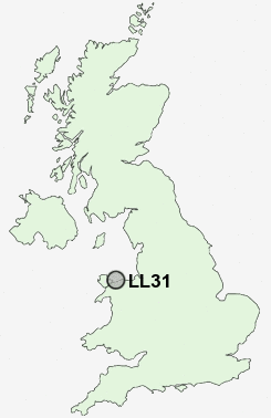LL31 Postcode map