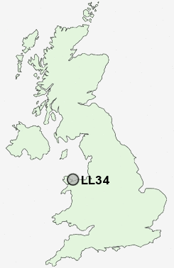 LL34 Postcode map
