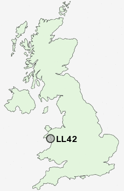 LL42 Postcode map