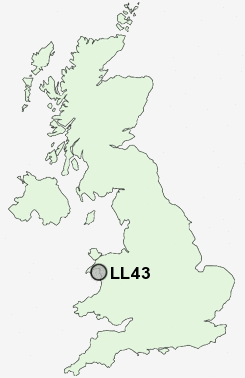LL43 Postcode map
