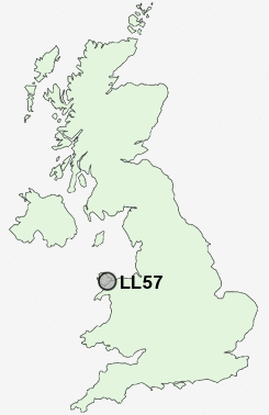 LL57 Postcode map