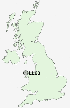 LL63 Postcode map