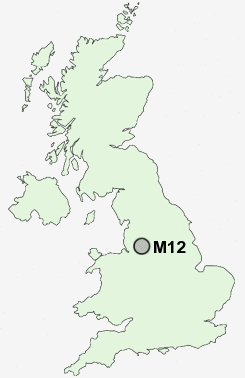 M12 Postcode map