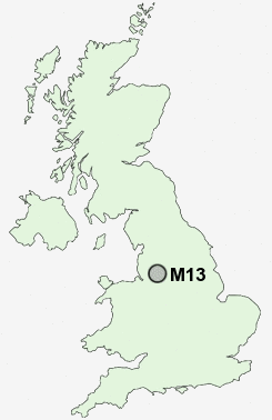 M13 Postcode map