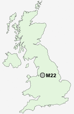 M22 Postcode map