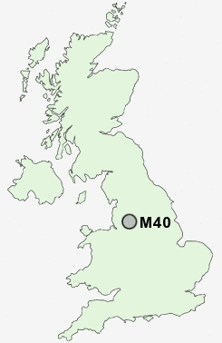 M40 Postcode map