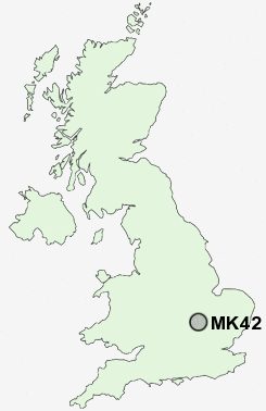 MK42 Postcode map