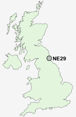 NE29 Postcode map