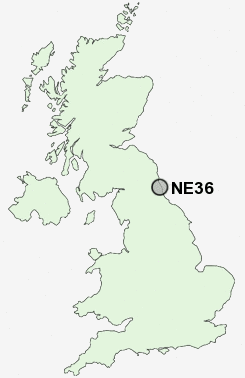 NE36 Postcode map