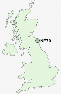 NE70 Postcode map