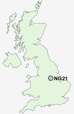 NG21 Postcode map