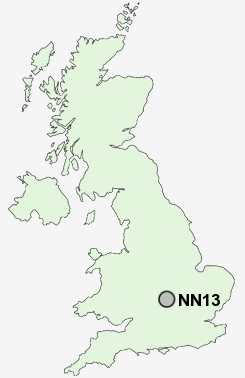 NN13 Postcode map