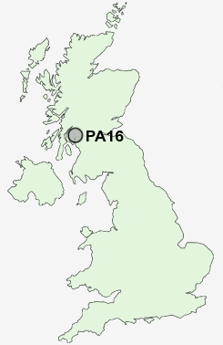 PA16 Postcode map