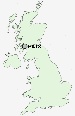 PA18 Postcode map