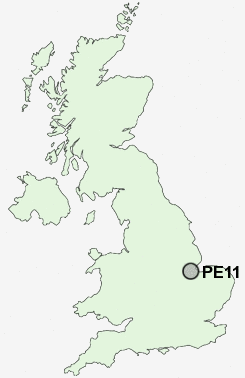 PE11 Postcode map