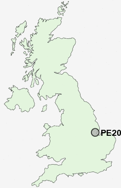 PE20 Postcode map