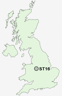 ST16 Postcode map
