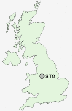 ST8 Postcode map