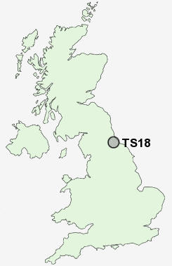 TS18 Postcode map